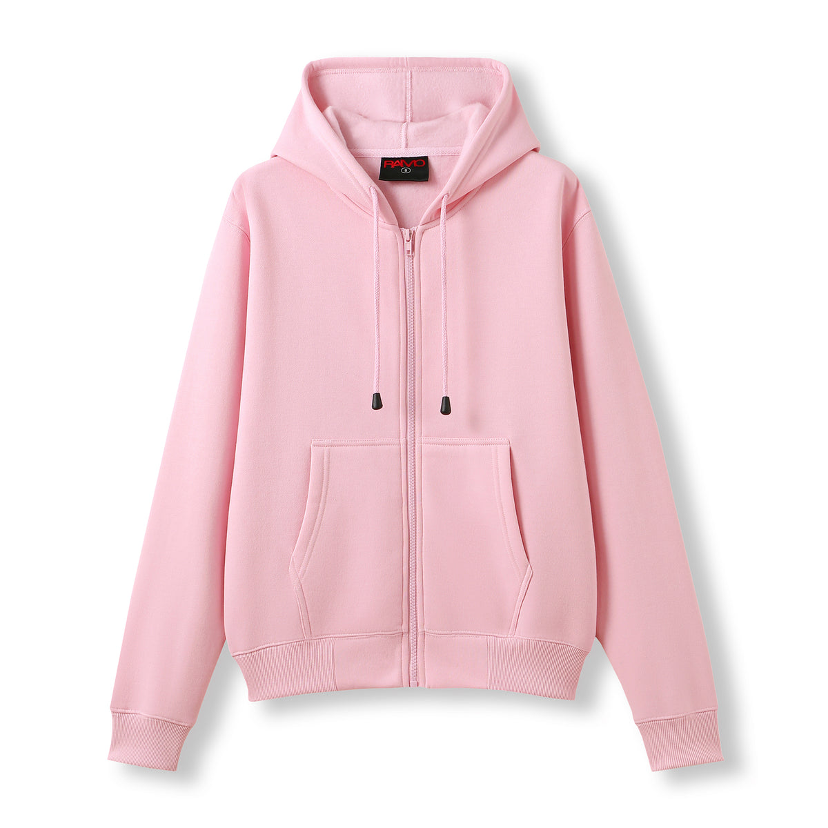 Womens/Juniors Zipper Hoodies with Pocket - Pink - Front
