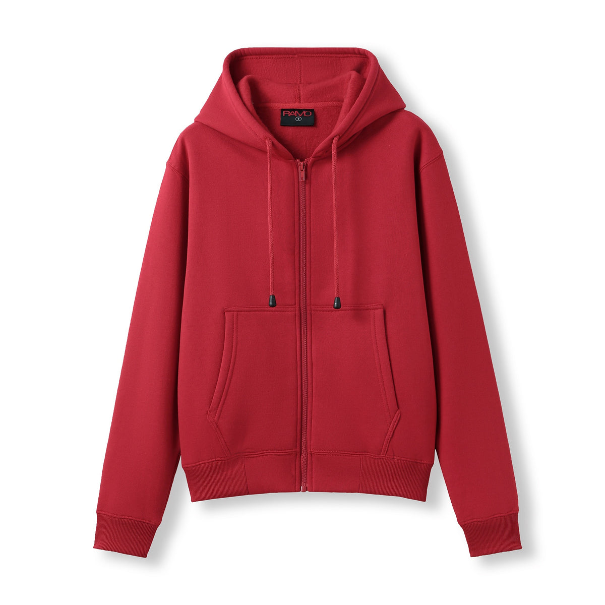 Womens/Juniors Zipper Hoodies with Pocket - Red - Front