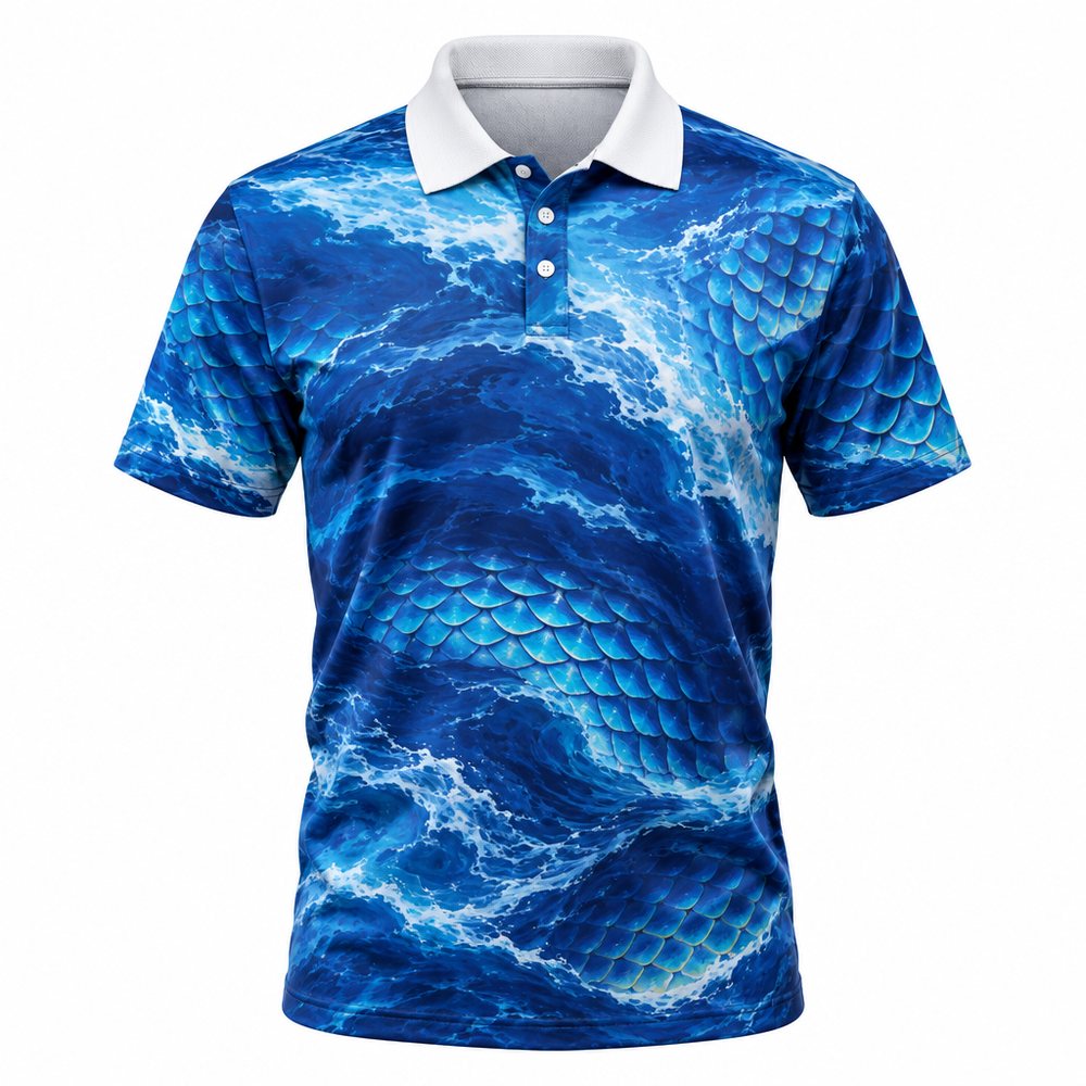Custom sublimated fishing polo mock-up
